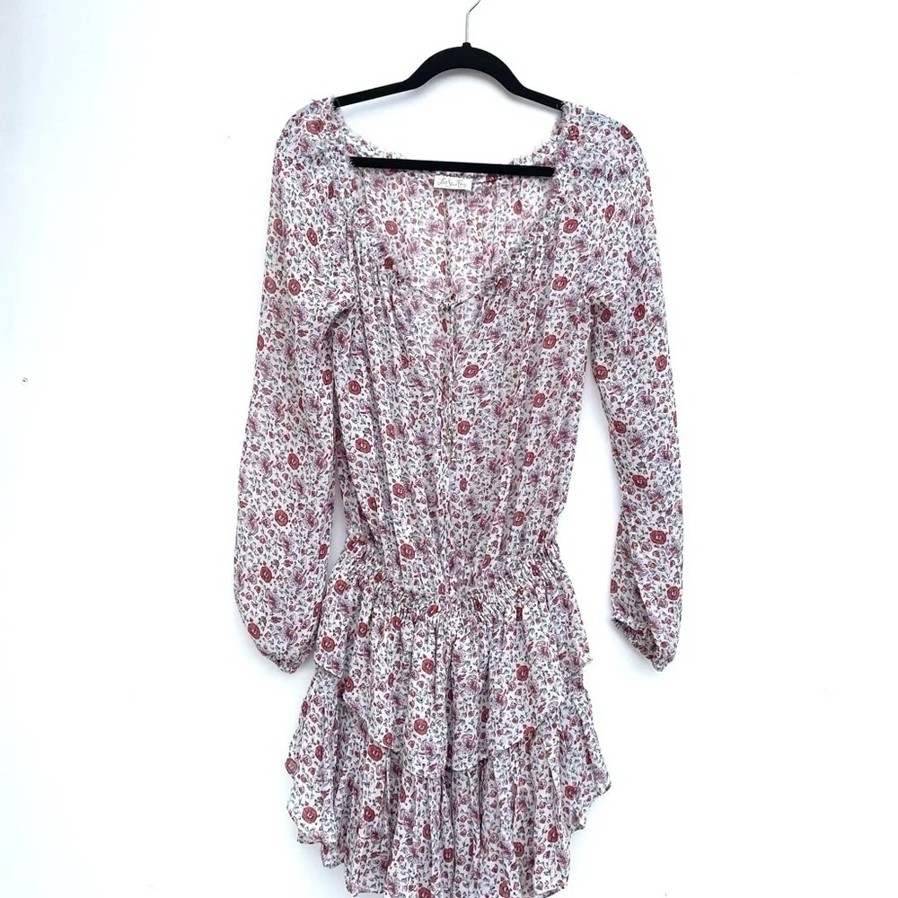 LoveShackFancy Popover Mini Dress Granada Floral Sunrise - Picture 2 of 6